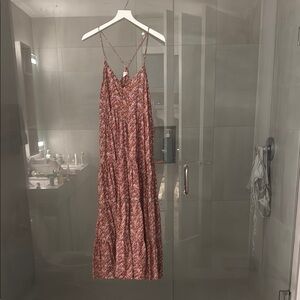 acacia swimwear Red Floral Spaghetti-Strap Maxi Dress